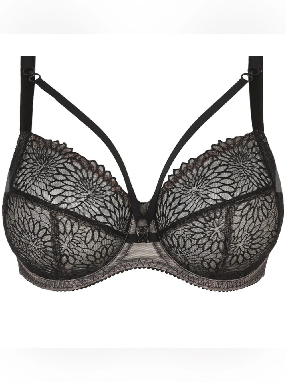 Primadonna Sophora Black Floral Lace Underwire Bra with Straps US 36I / UK 36G - Picture 2 of 8
